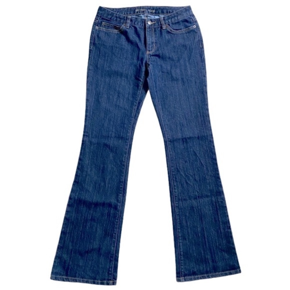 Michael Kors • Dark Wash Flare Jeans • Blue Denim & Gold Hardware • Size 2 - Picture 2 of 8